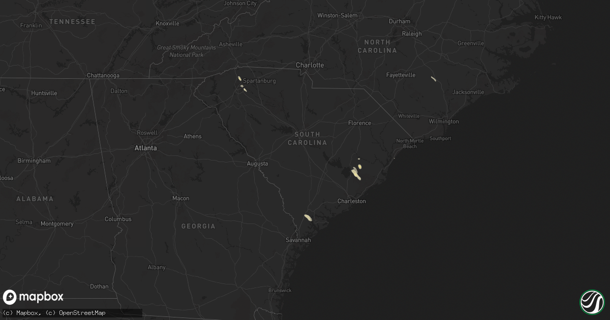 Hail map in South Carolina on April 26, 2025