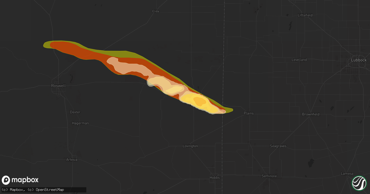 Hail map in Tatum, NM on April 26, 2025