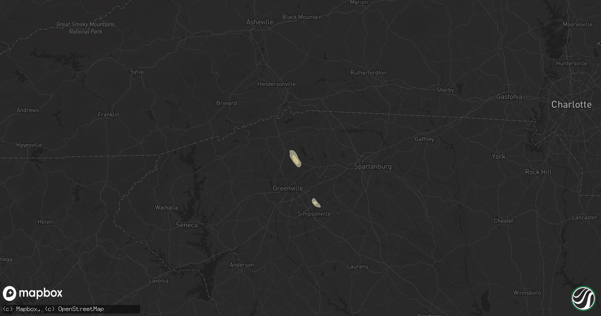 Hail map in Taylors, SC on April 26, 2025