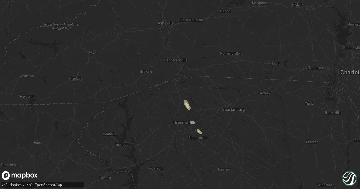 Hail map in Travelers Rest, SC on April 26, 2025