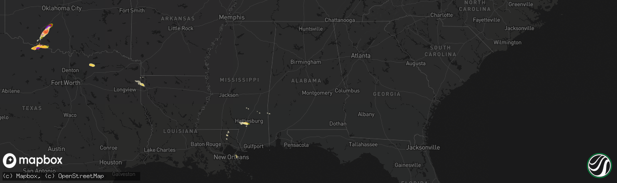 Hail map in Alabama on April 26, 2026