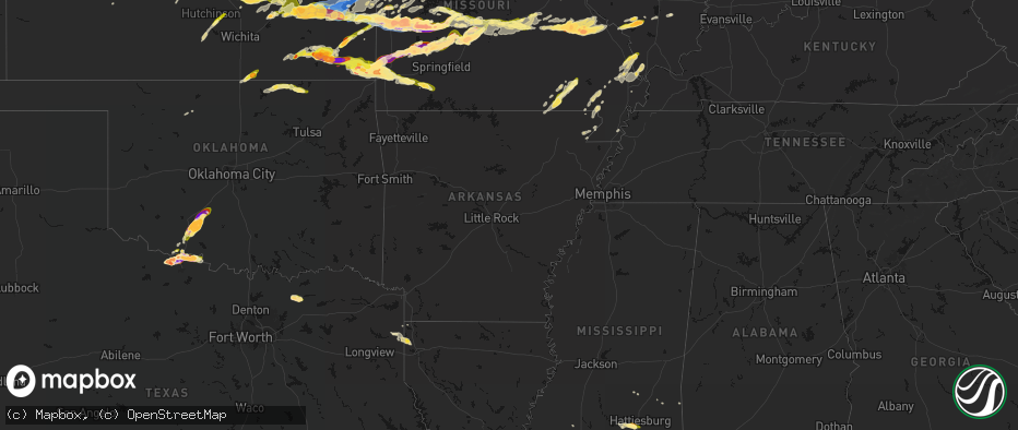 Hail map in Arkansas on April 26, 2026
