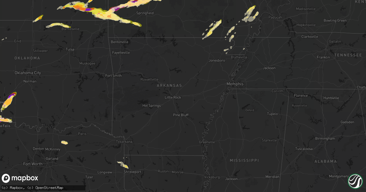 Hail map in Arkansas on April 26, 2026