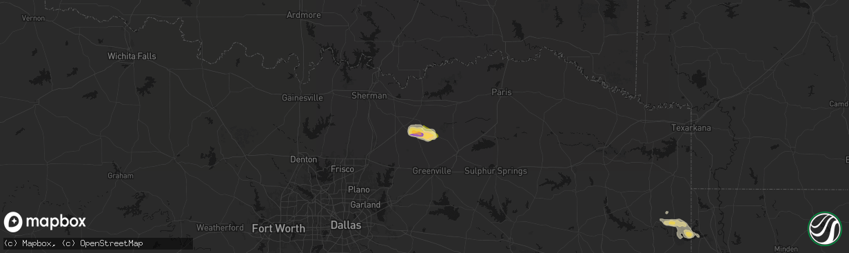 Hail map in Bailey, TX on April 26, 2026