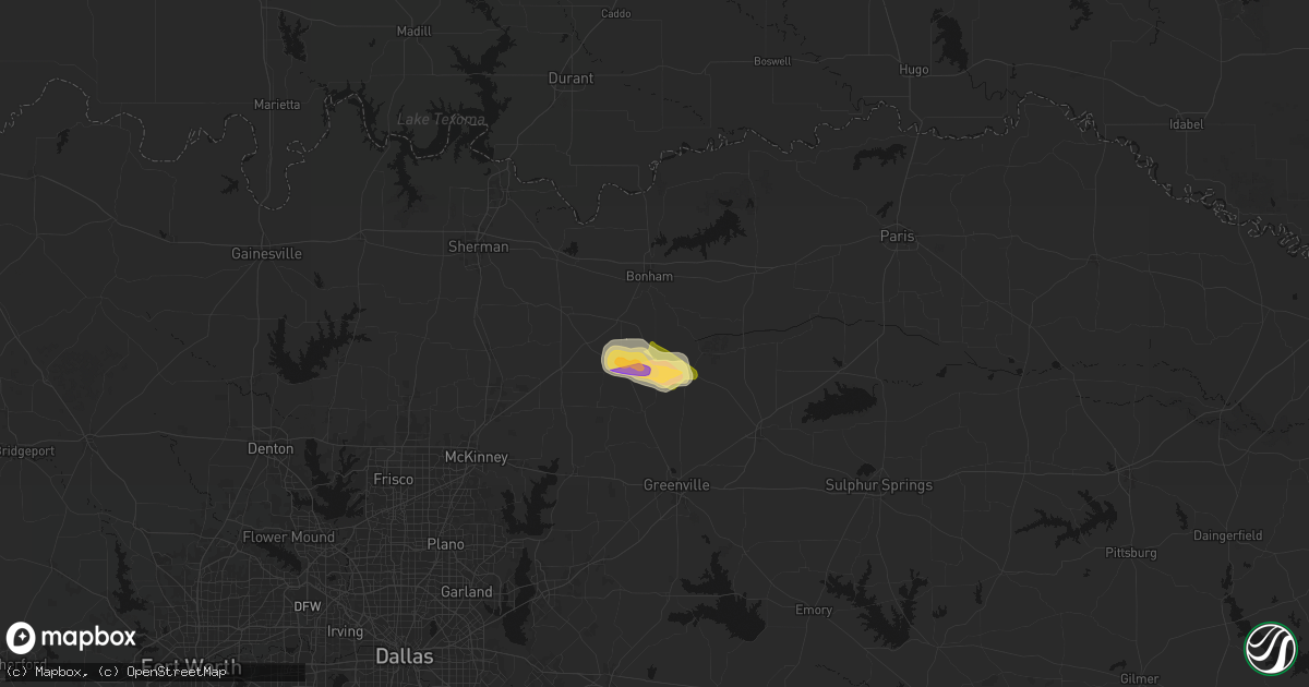Hail map in Bailey, TX on April 26, 2026