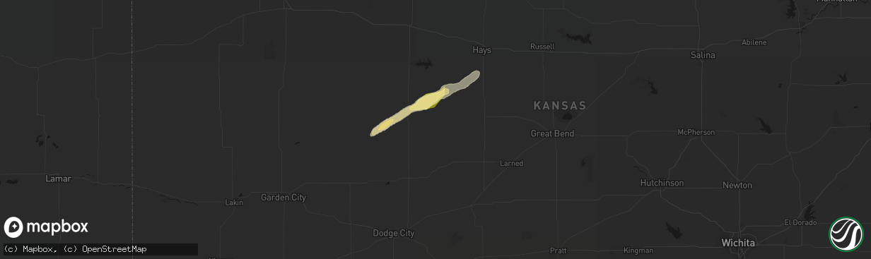 Hail map in Bazine, KS on April 26, 2026
