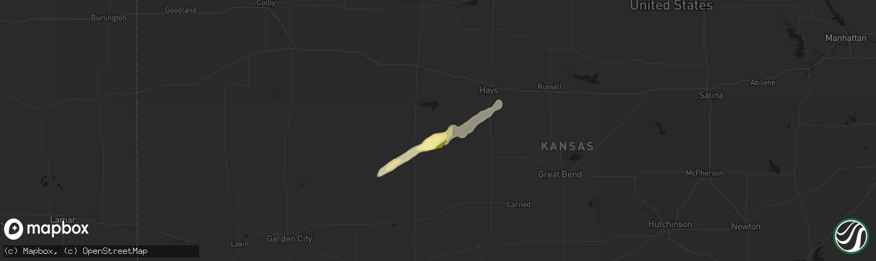 Hail map in Brownell, KS on April 26, 2026