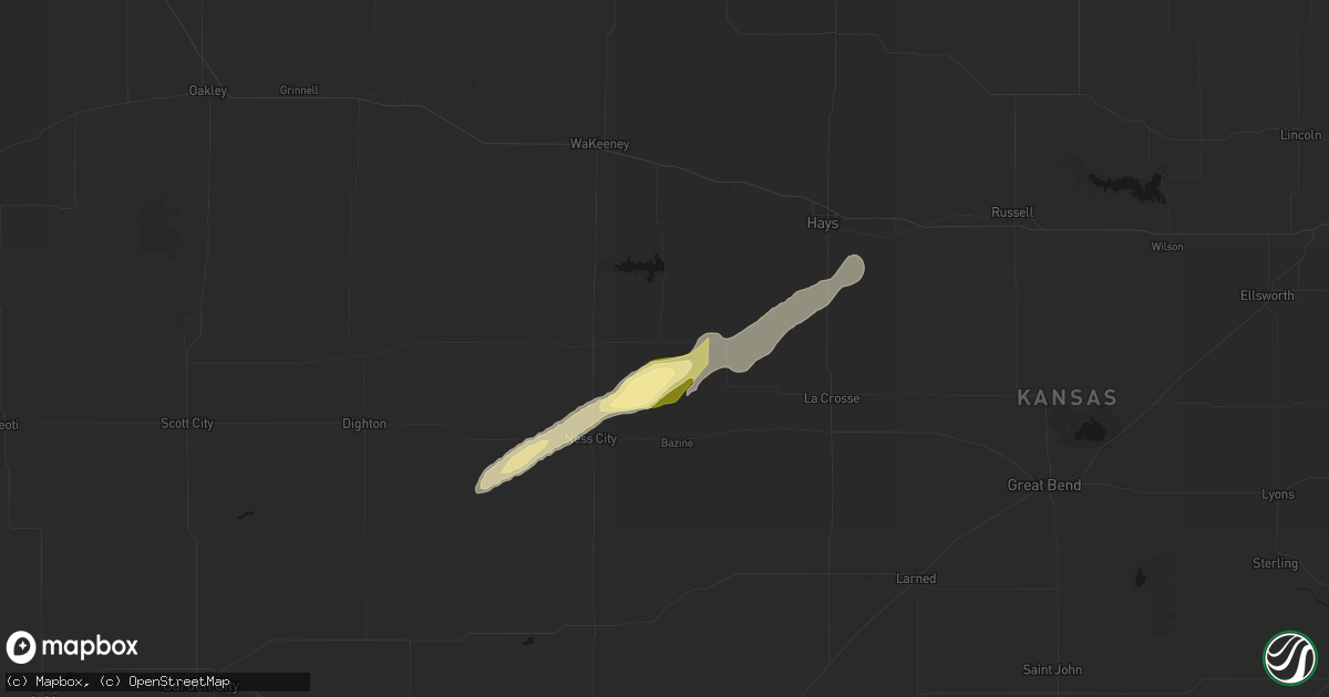Hail map in Brownell, KS on April 26, 2026