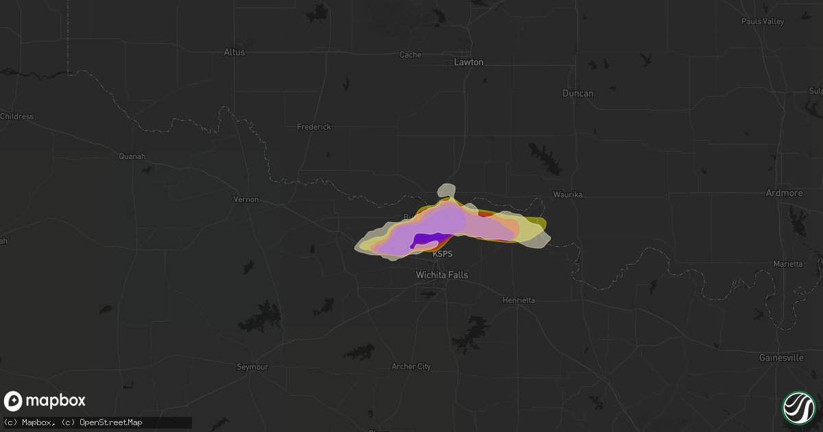 Hail map in Burkburnett, TX on April 26, 2026