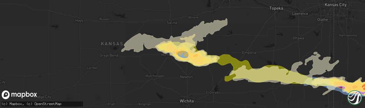 Hail map in Canton, KS on April 26, 2026