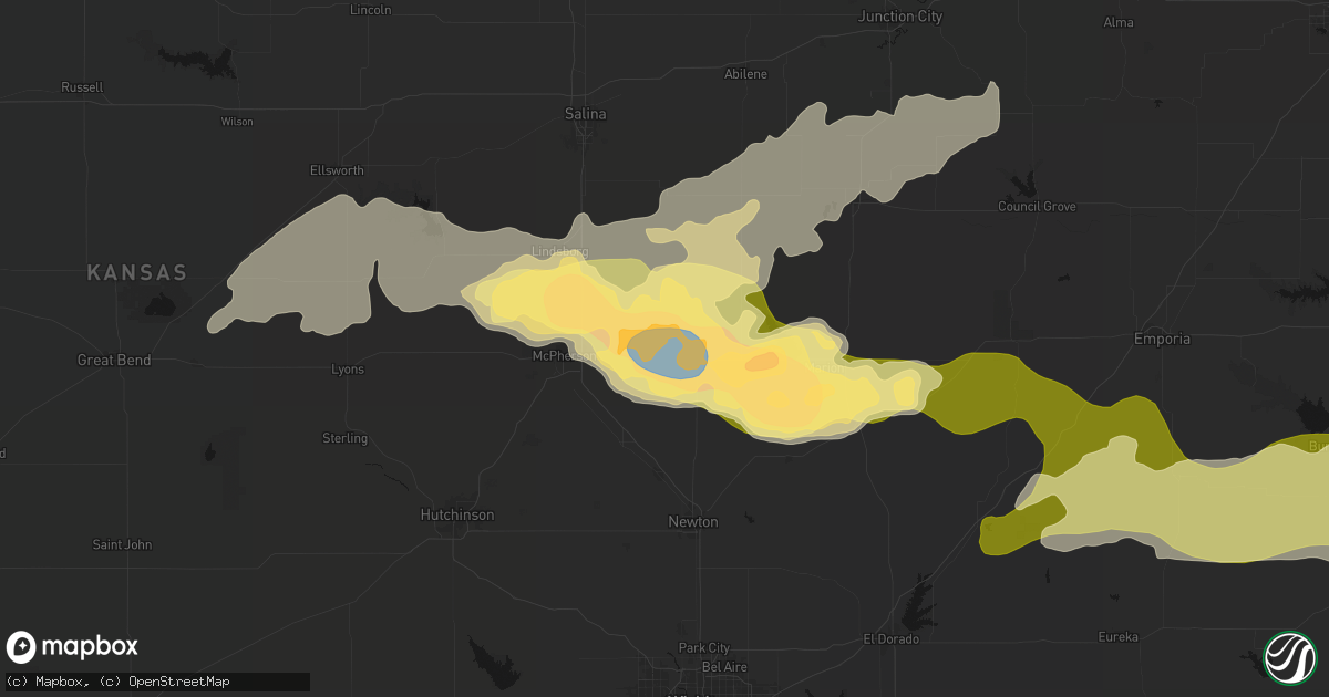 Hail map in Canton, KS on April 26, 2026