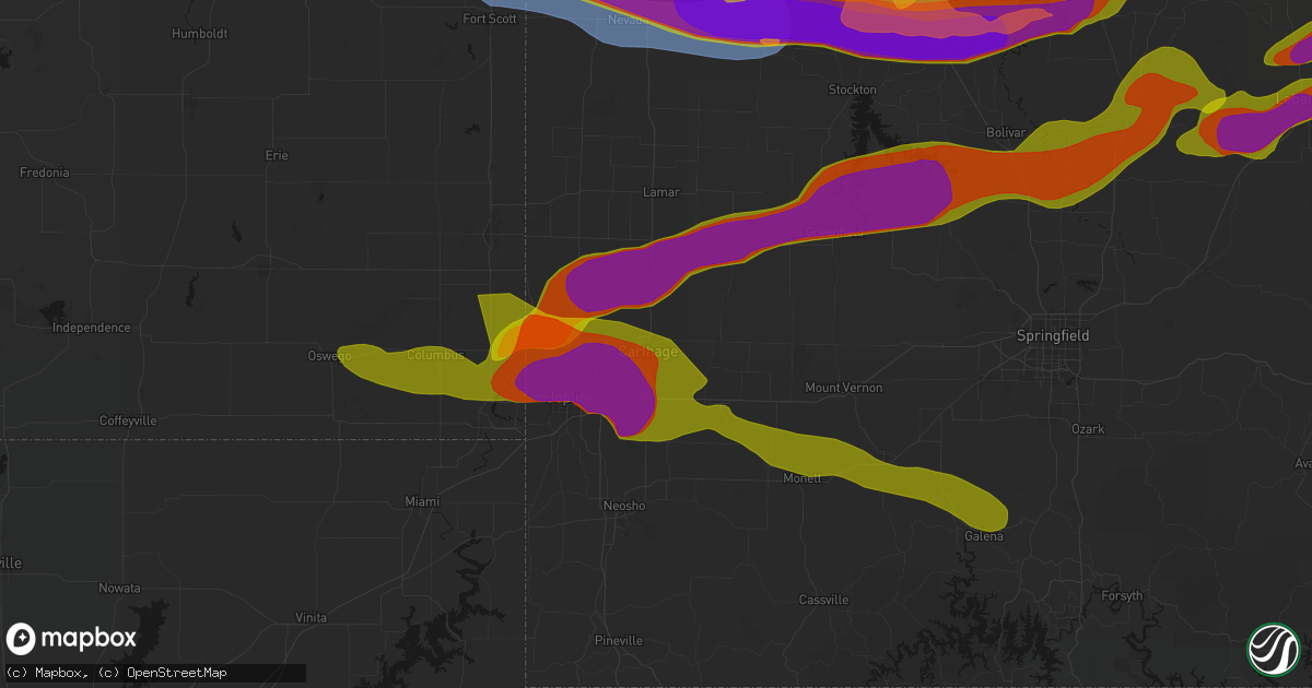 Hail map in Carthage, MO on April 26, 2026
