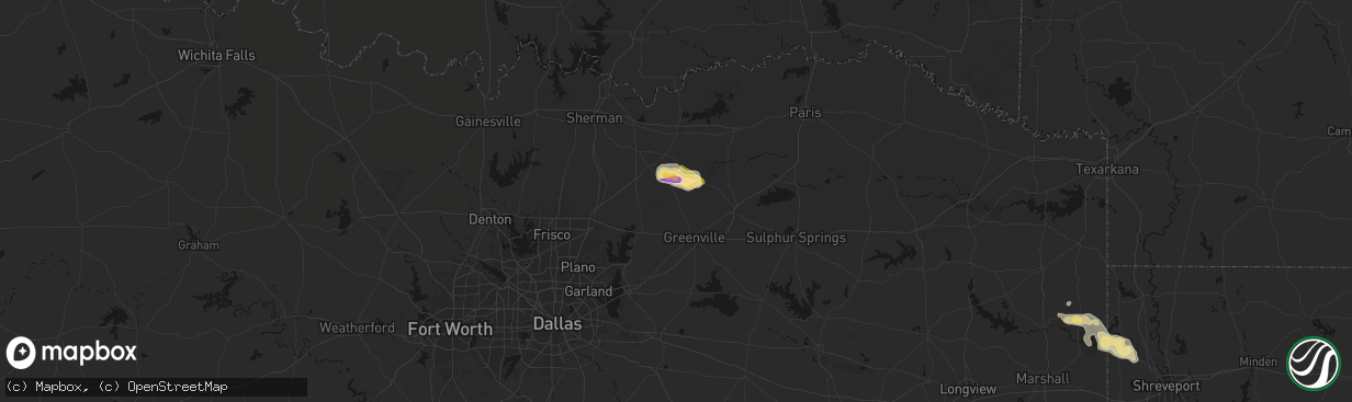 Hail map in Celeste, TX on April 26, 2026