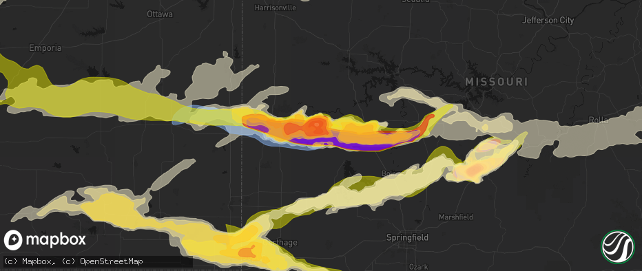 Hail map in El Dorado Springs, MO on April 26, 2026
