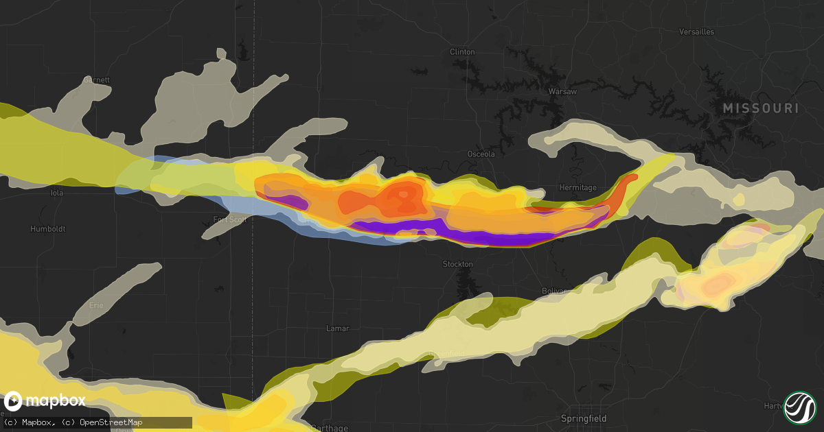 Hail map in El Dorado Springs, MO on April 26, 2026