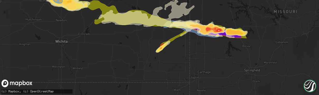 Hail map in Erie, KS on April 26, 2026