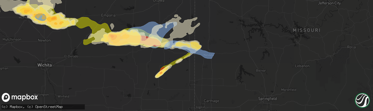 Hail map in Fort Scott, KS on April 26, 2026