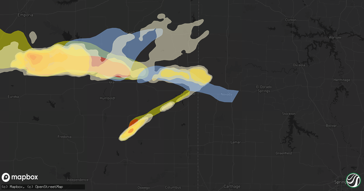 Hail map in Fort Scott, KS on April 26, 2026