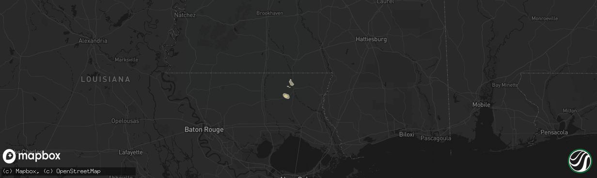 Hail map in Franklinton, LA on April 26, 2026
