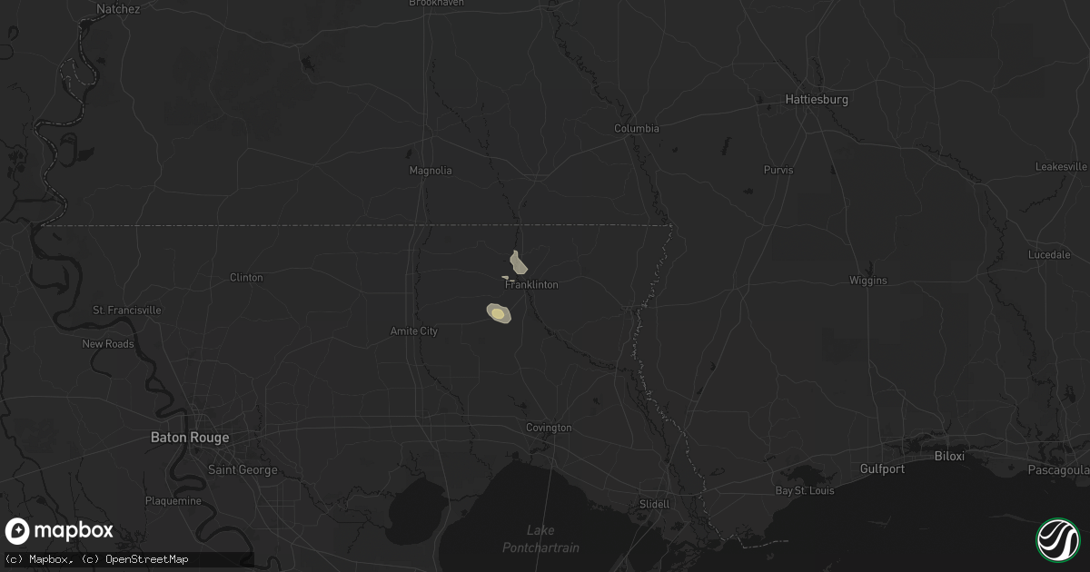Hail map in Franklinton, LA on April 26, 2026