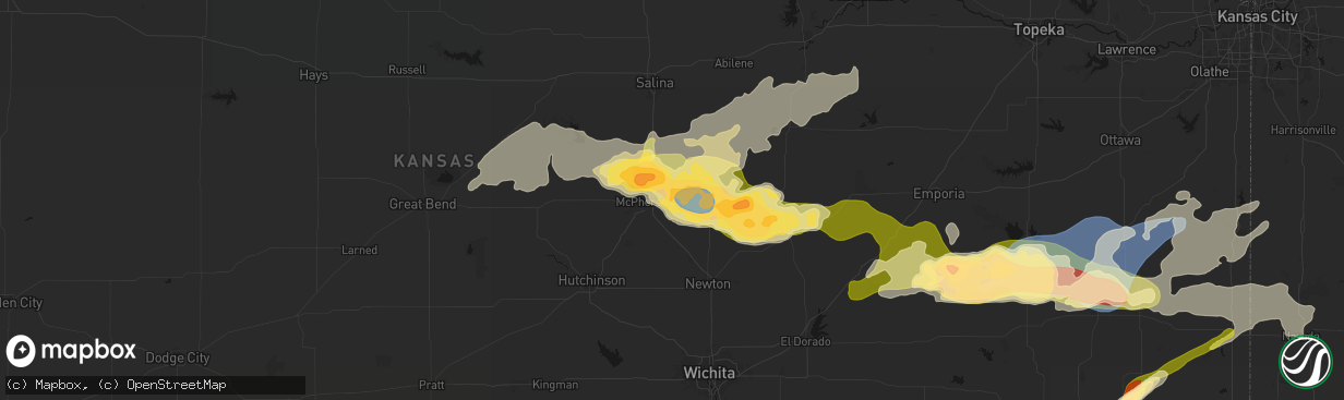 Hail map in Galva, KS on April 26, 2026