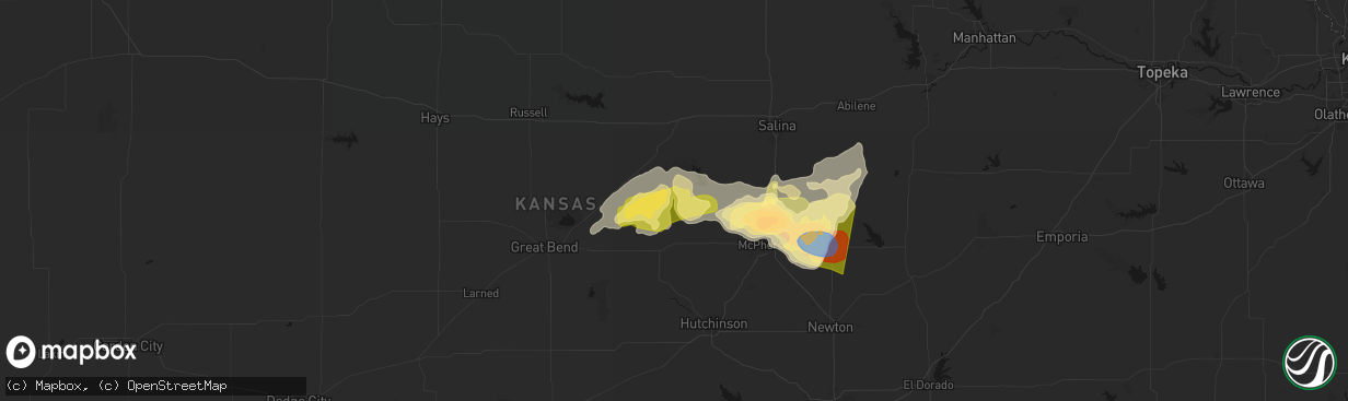 Hail map in Geneseo, KS on April 26, 2026