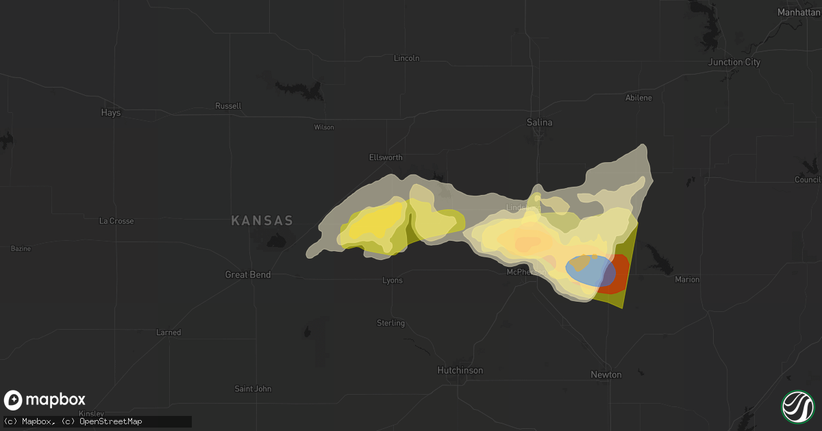 Hail map in Geneseo, KS on April 26, 2026