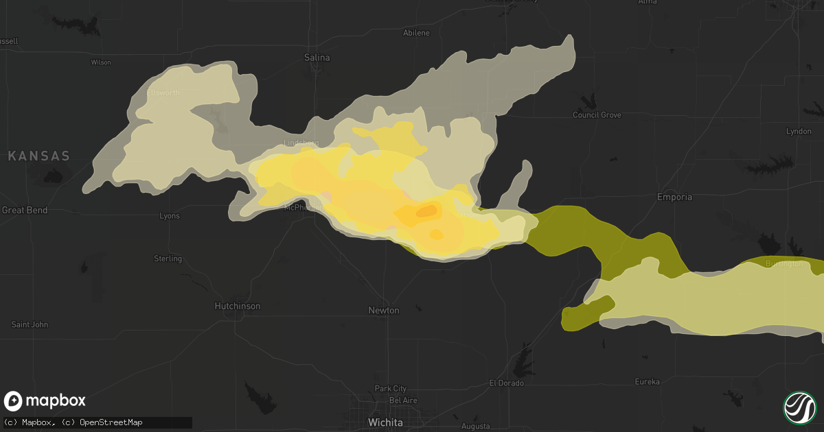 Hail map in Hillsboro, KS on April 26, 2026