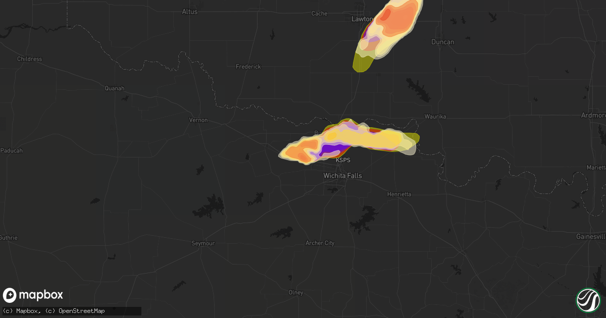 Hail map in Iowa Park, TX on April 26, 2026