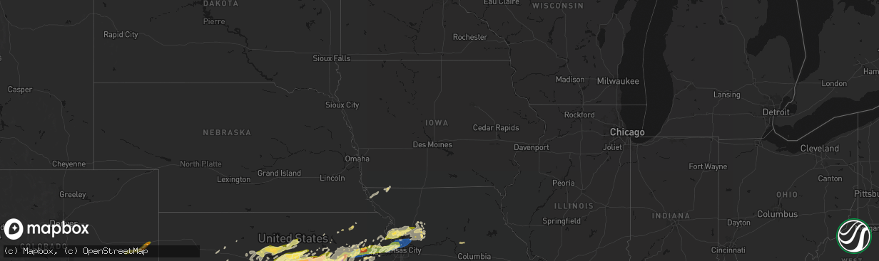 Hail map in Iowa on April 26, 2026