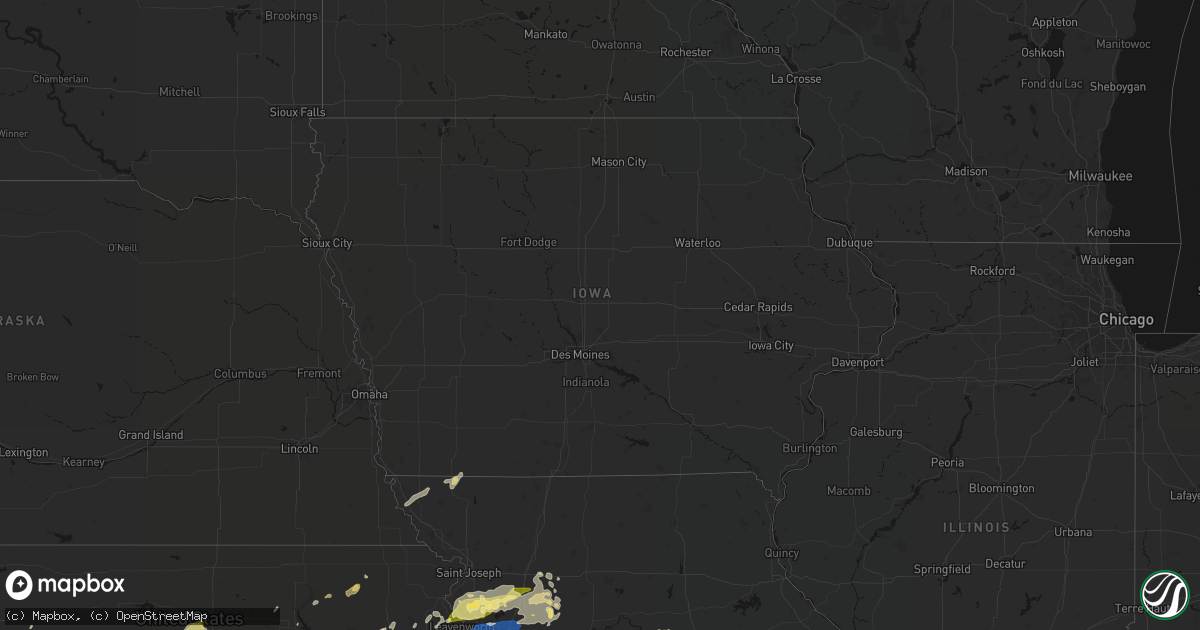 Hail map in Iowa on April 26, 2026