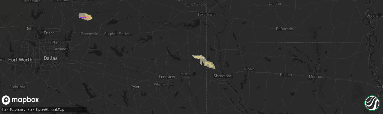 Hail map in Jefferson, TX on April 26, 2026