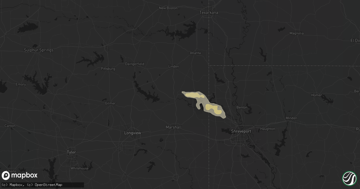 Hail map in Jefferson, TX on April 26, 2026