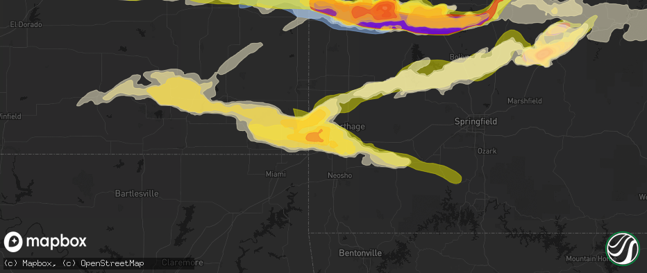 Hail map in Joplin, MO on April 26, 2026