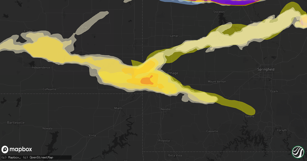 Hail map in Joplin, MO on April 26, 2026