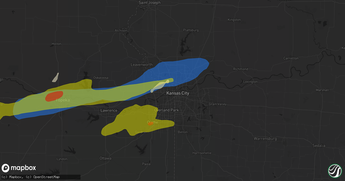 Hail map in Kansas City, KS on April 26, 2026