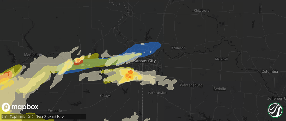 Hail map in Kansas City, MO on April 26, 2026