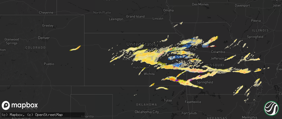 Hail map in Kansas on April 26, 2026