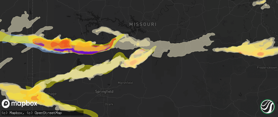 Hail map in Lebanon, MO on April 26, 2026