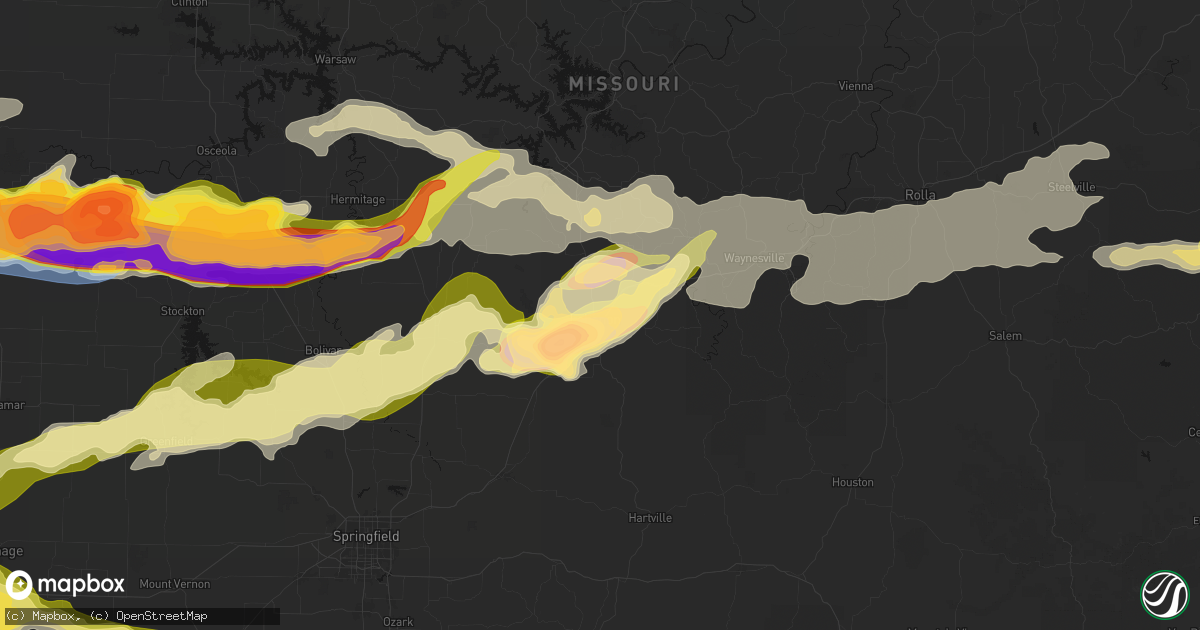 Hail map in Lebanon, MO on April 26, 2026