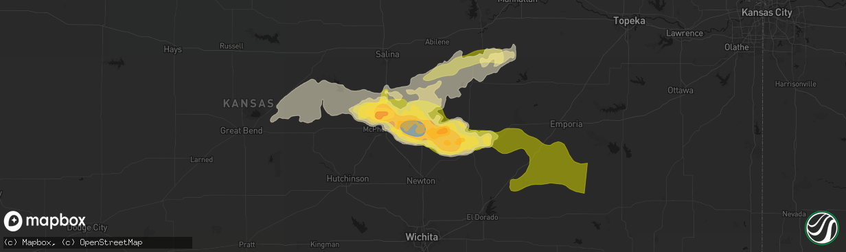 Hail map in Lehigh, KS on April 26, 2026
