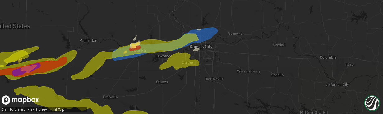 Hail map in Lenexa, KS on April 26, 2026