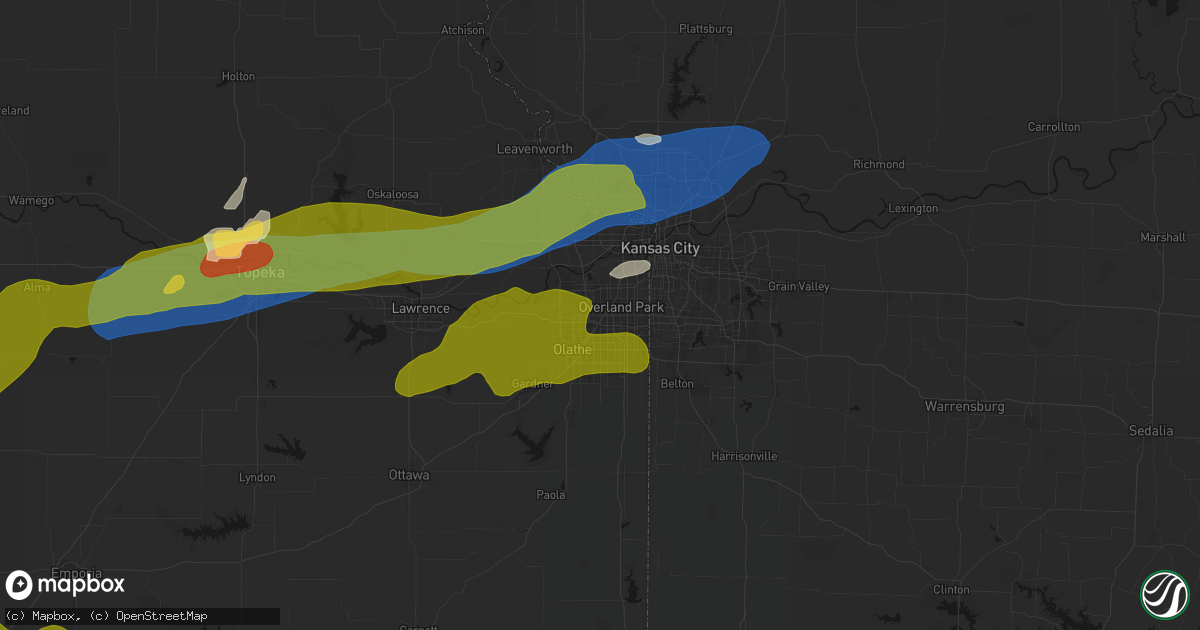 Hail map in Lenexa, KS on April 26, 2026