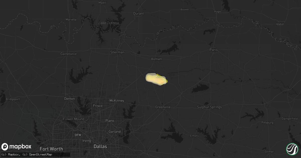 Hail map in Leonard, TX on April 26, 2026