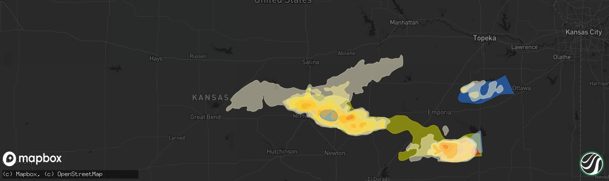 Hail map in Lindsborg, KS on April 26, 2026