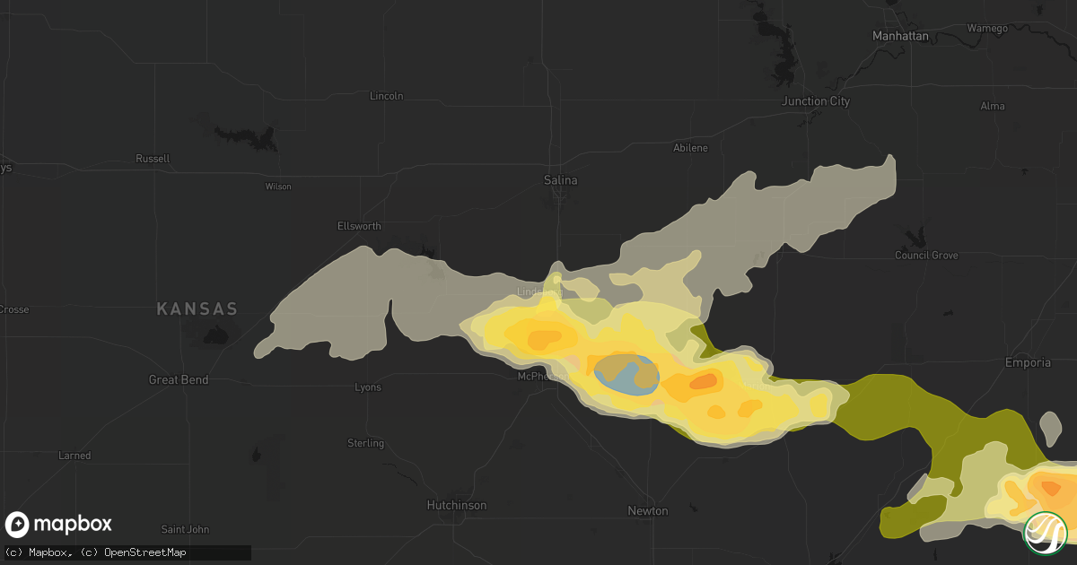 Hail map in Lindsborg, KS on April 26, 2026