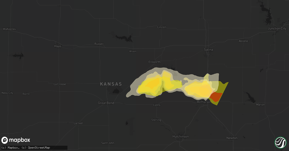 Hail map in Lorraine, KS on April 26, 2026
