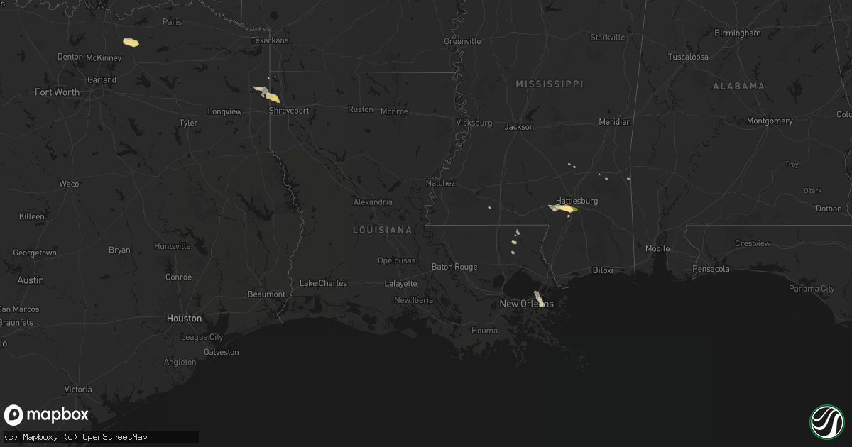 Hail map in Louisiana on April 26, 2026