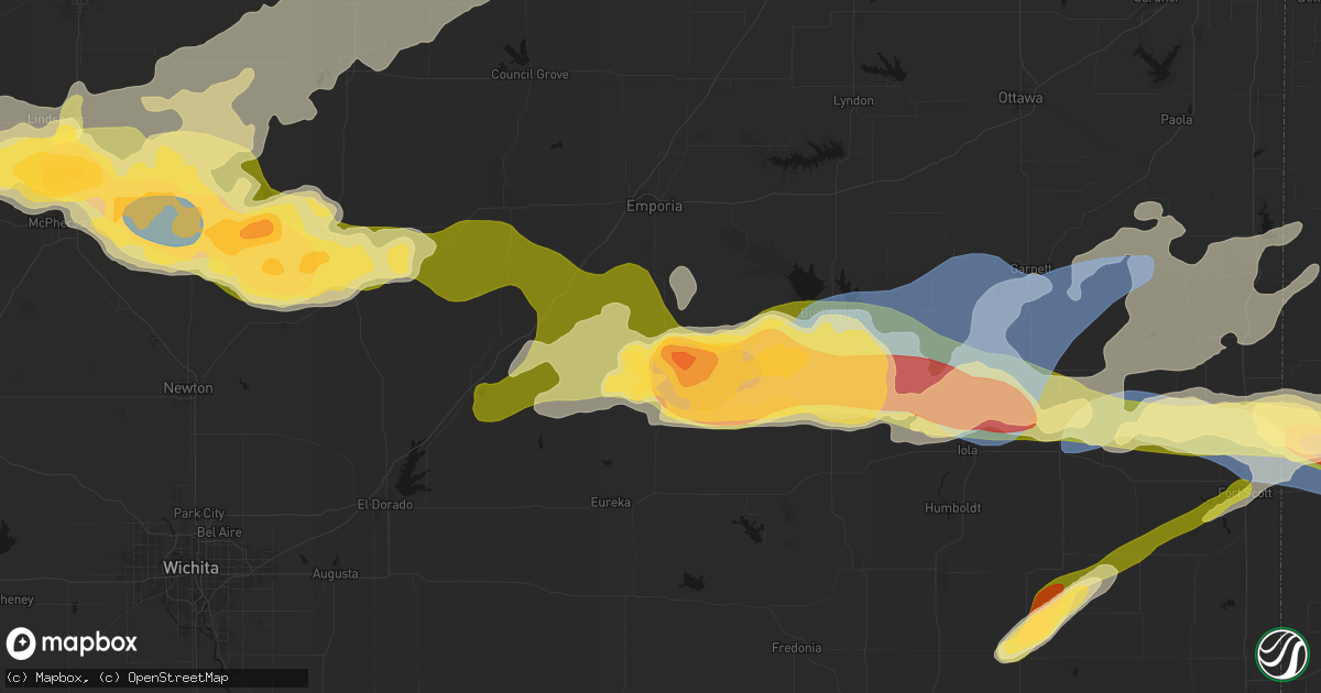 Hail map in Madison, KS on April 26, 2026