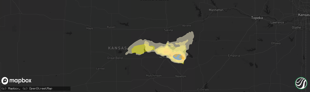 Hail map in Marquette, KS on April 26, 2026